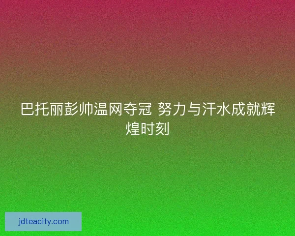 巴托丽彭帅温网夺冠 努力与汗水成就辉煌时刻